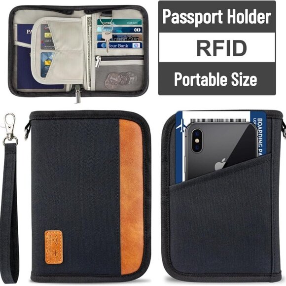 Passport Holder for Famliy Travel Wallet Passport Wallet Document RFID Blocking - Picture 4 of 7